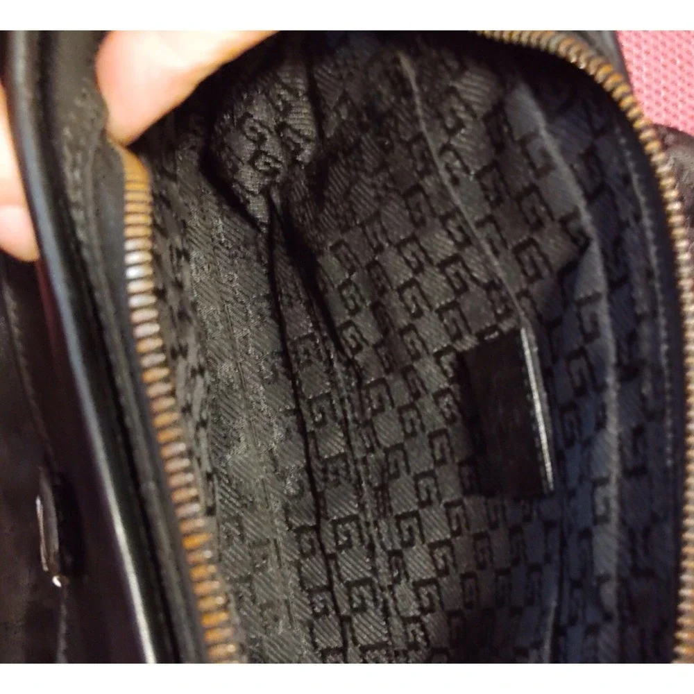 Gucci Black Nylon Leather Bag Silver Hardware Italy‎